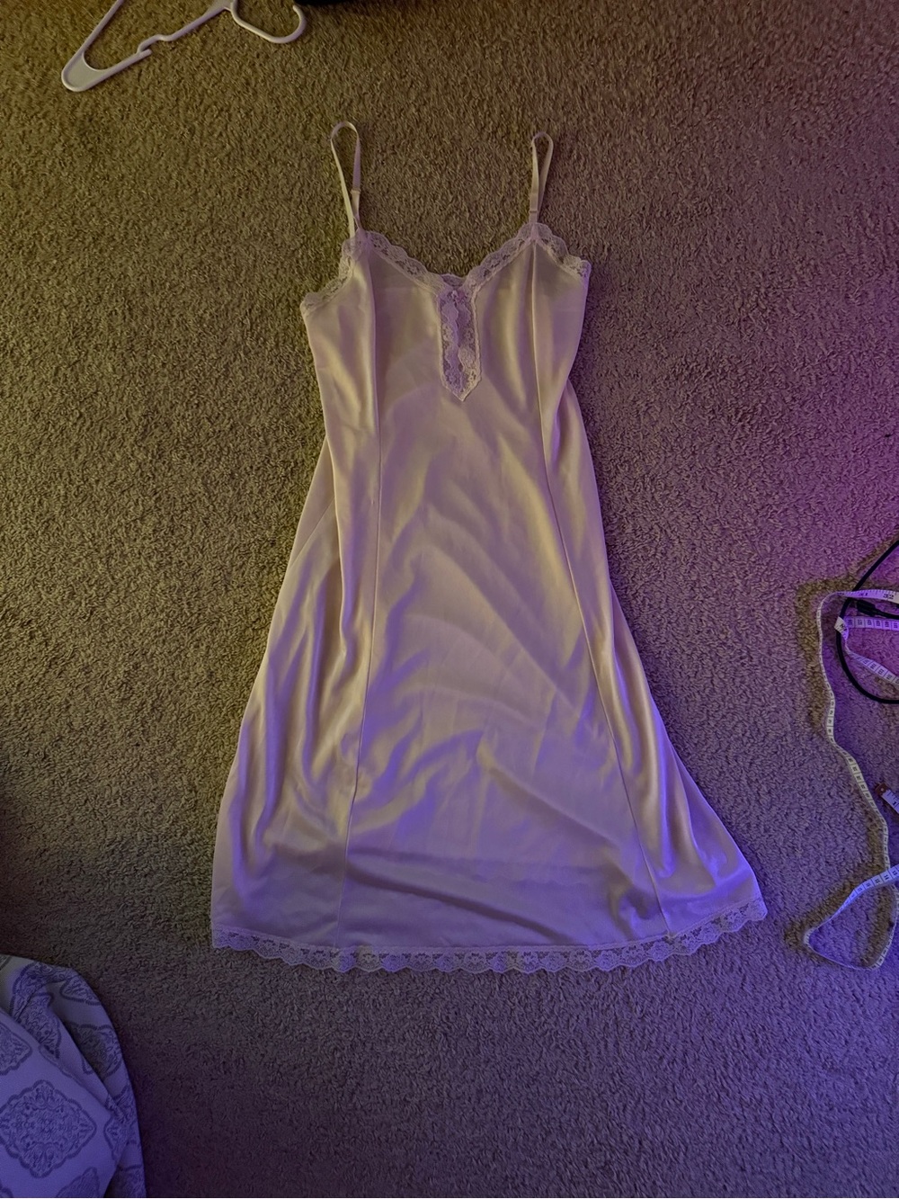y2k vintage baby pink lace slip dress